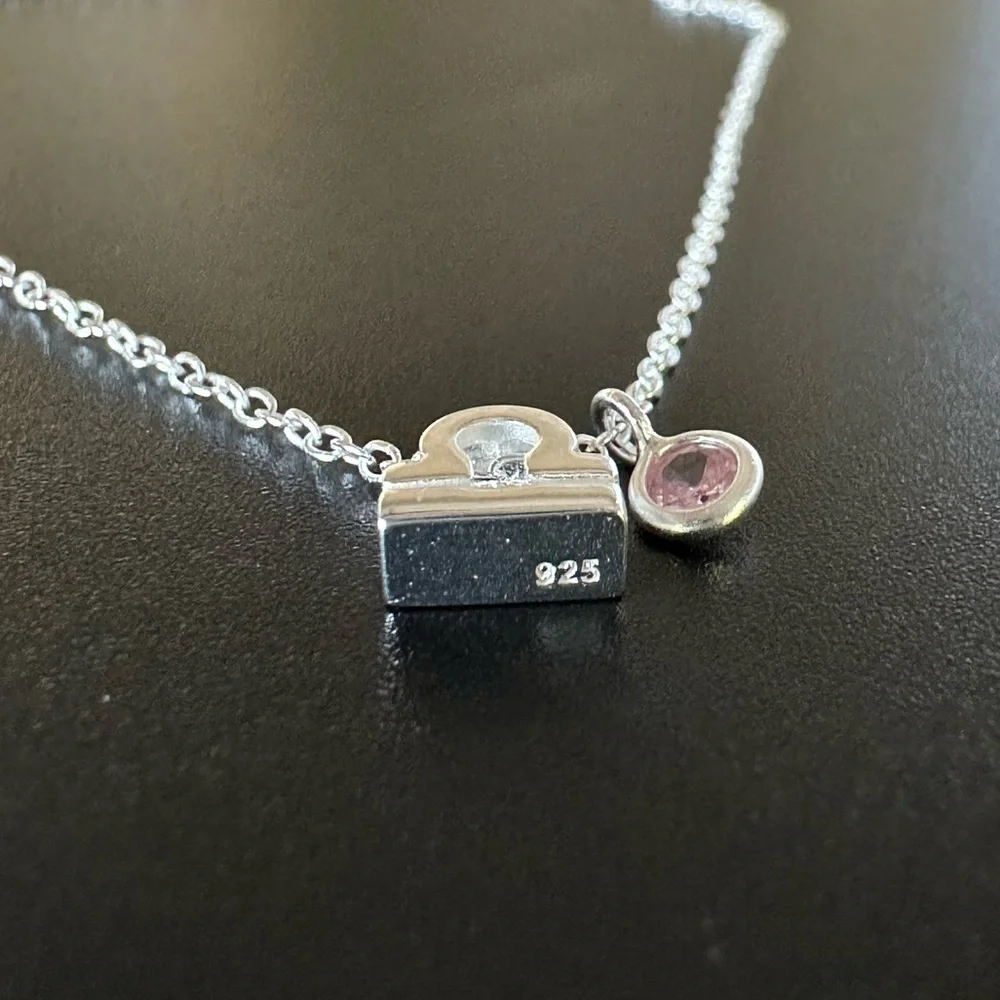 Sterling Silver Pink Quartz Libra Necklace